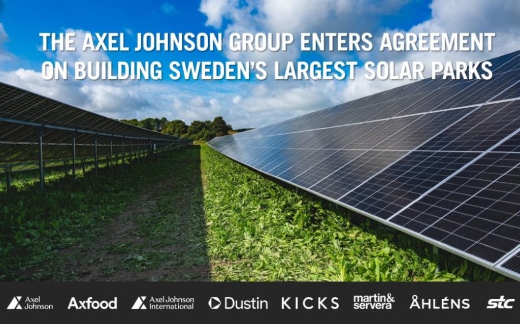 Dette billede illustrere Axel Johnson Group ingår avtal om att bygga Sveriges största solpark