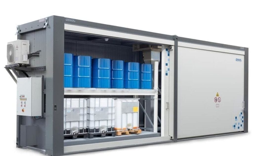 Dette billede illustrere DENIOS miljöcontainer får toppbetyg i brandkammartest