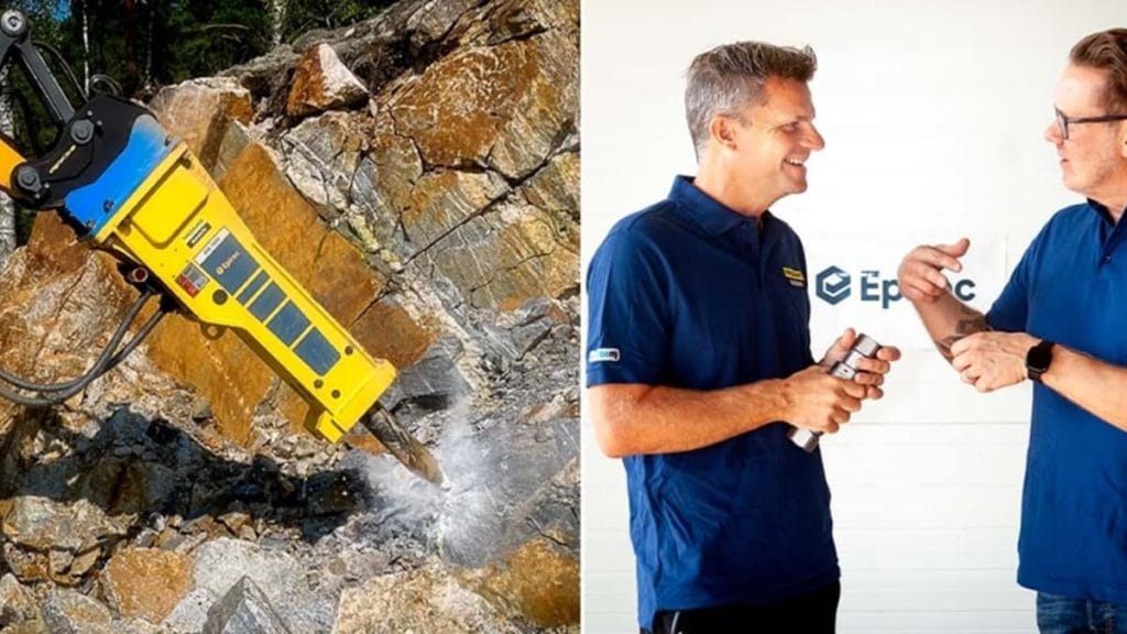 Dette billede illustrere CEJN TLX ingår i Fredsunds standardslangpaket till Epiroc’s hydraulhammare