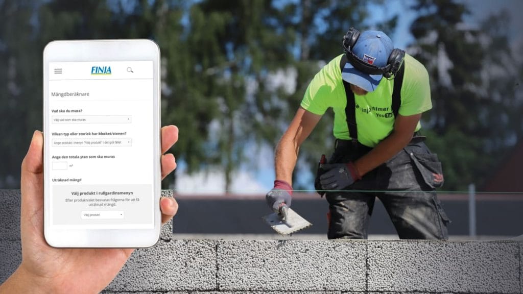 Dette billede illustrere Finja Betong lanserar enkel digital mängdberäkning av murbruk