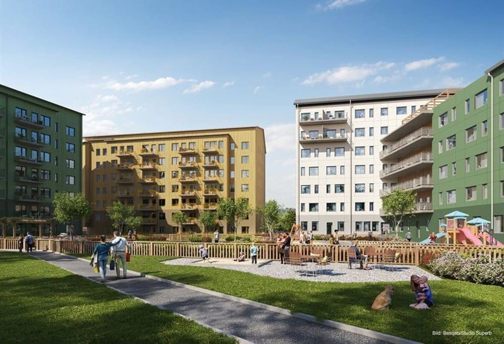 Dette billede illustrere Betongstomme från K-Prefab till flerfamiljshus och vårdboende Norra Djäknen Uppsala