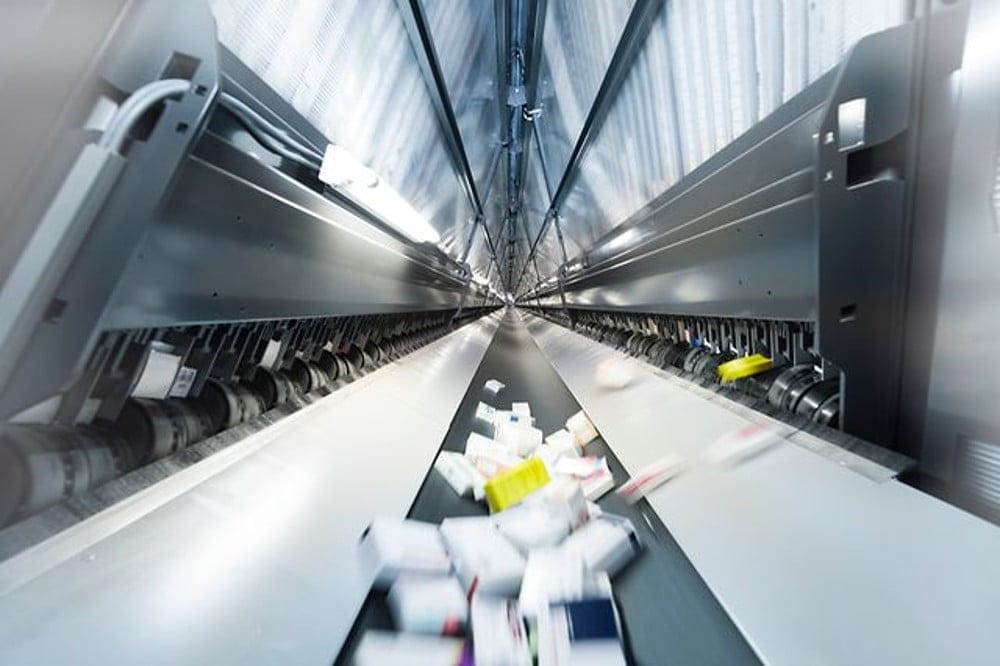 Dette billede illustrere Apotea expanderar sin automation tillsammans med SSI Schäfer