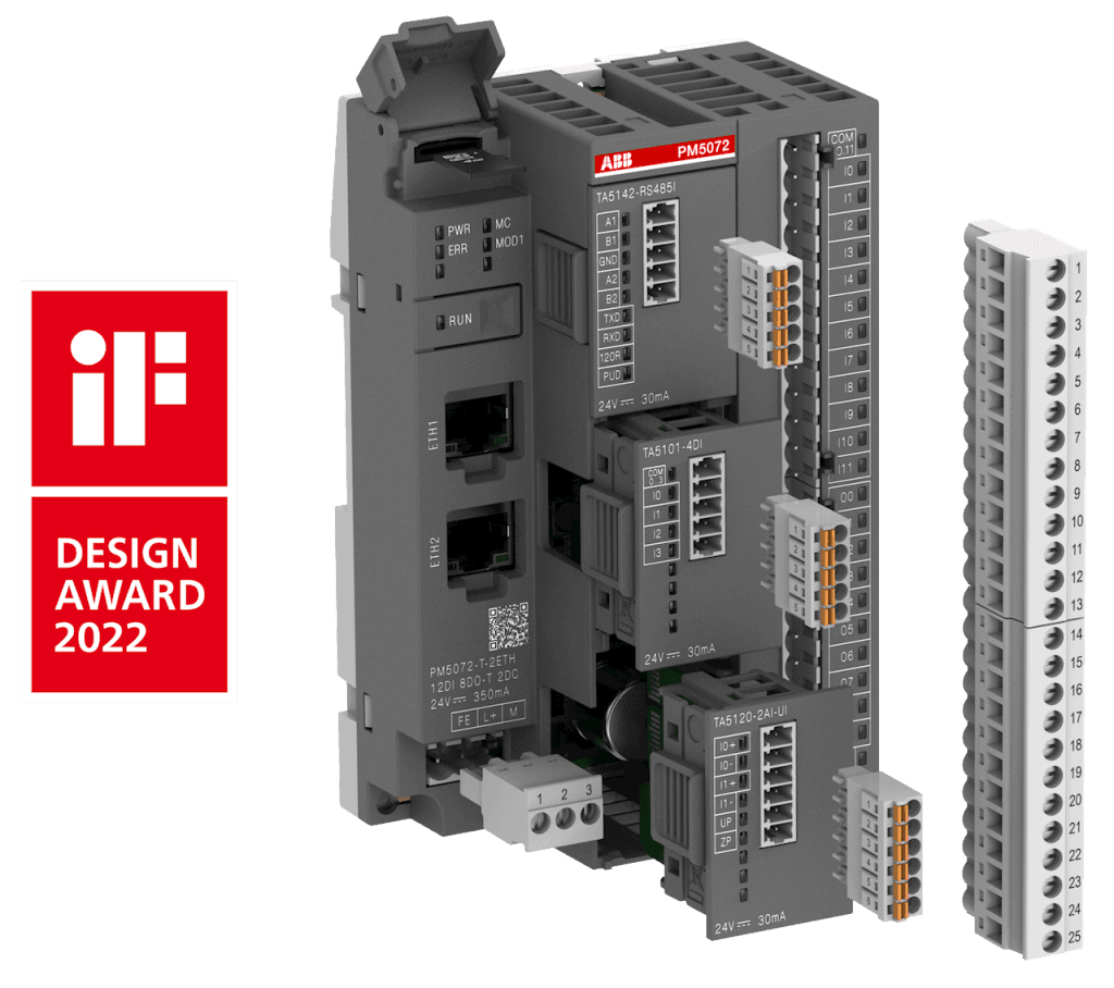 Dette billede illustrere PLC från ABB vinner iF DESIGN AWARD 2022