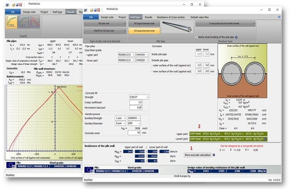 Dette billede illustrere SSAB – RRPileCalc och PileWallCalc har uppdaterats