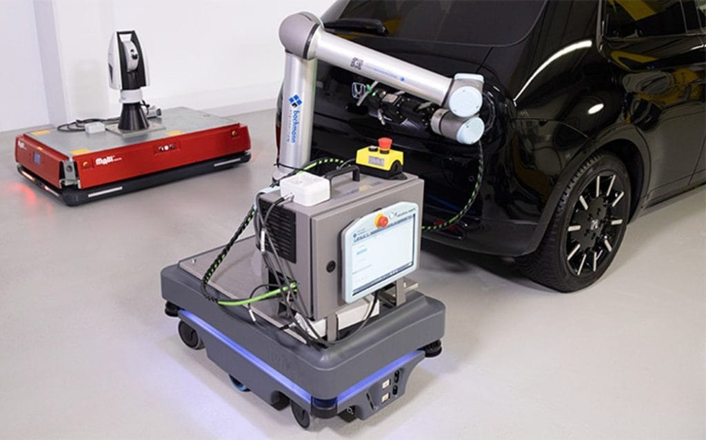 Dette billede illustrere Nytt trådlöst lasertracker-automationssystem från Hexagon