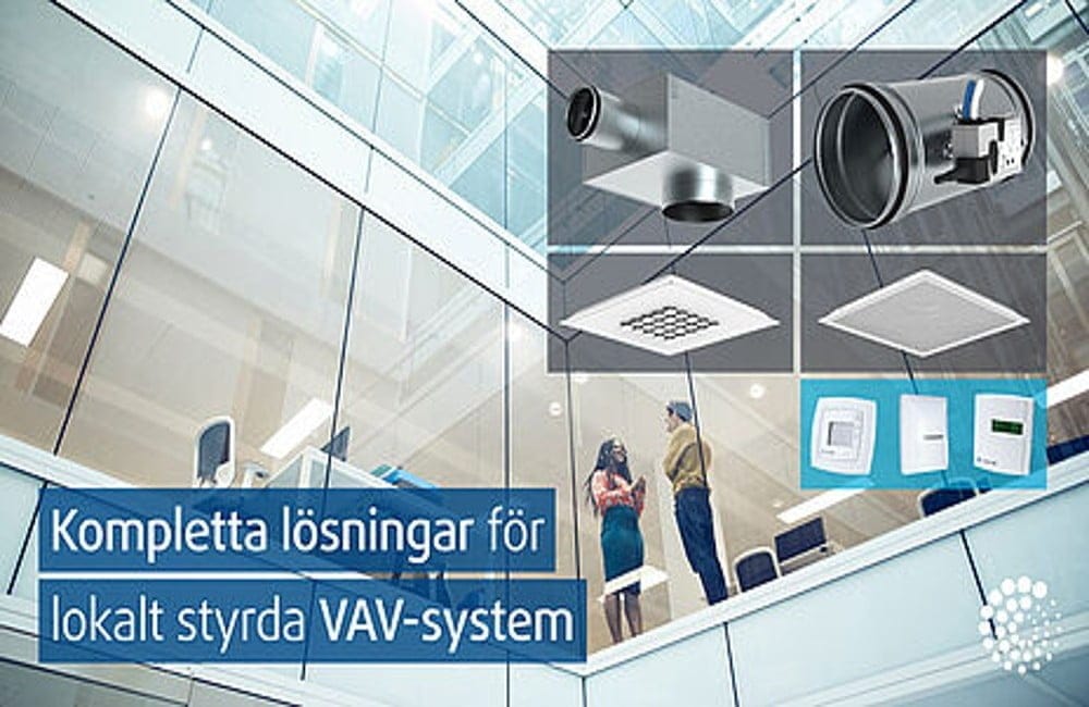 Dette billede illustrere Kompletta lösningar för lokalt styrda VAV-system
