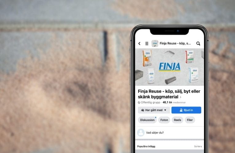 Finja Betong startar en marknadsplats för återbruk av byggvaror på Facebook