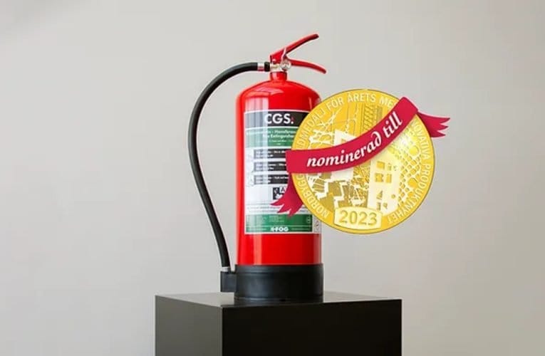 Miljövänlig brandsläckare nominerad till Nordbyggs Guldmedalj