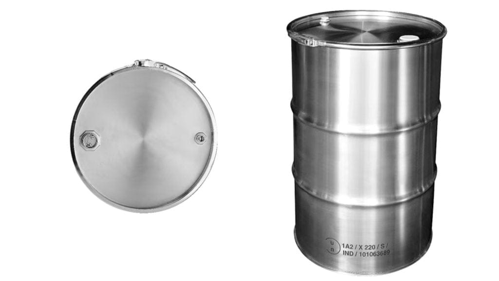 Rostfria fat 30-213 liter för förvaring av kemikalier