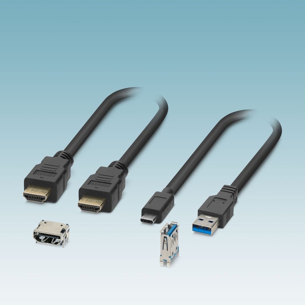 HDMI 2.0 kretskortskontakter och höghastighetskablar säkerställer tillförlitlig överföring av ljud- och videodata samt Ethernet (HEC) i skyddade applikationer. 
