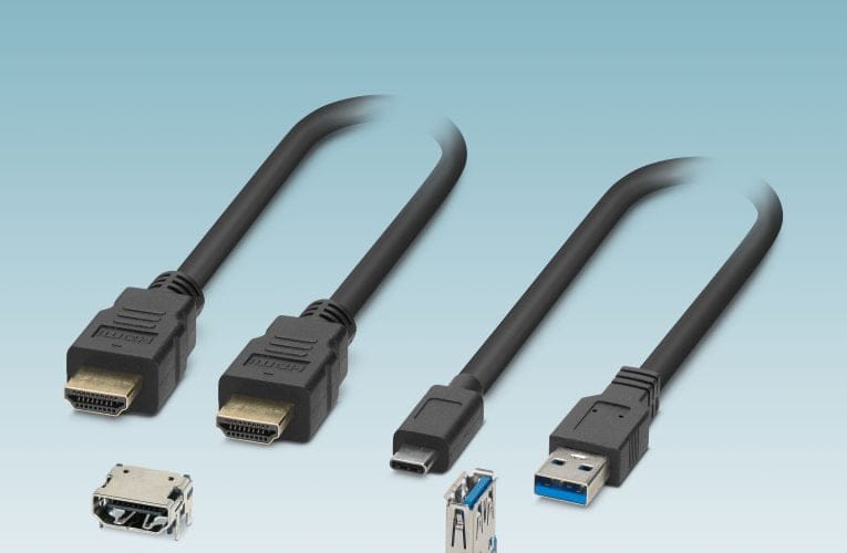 Kretskortskontakter och kablar för USB och HDMI