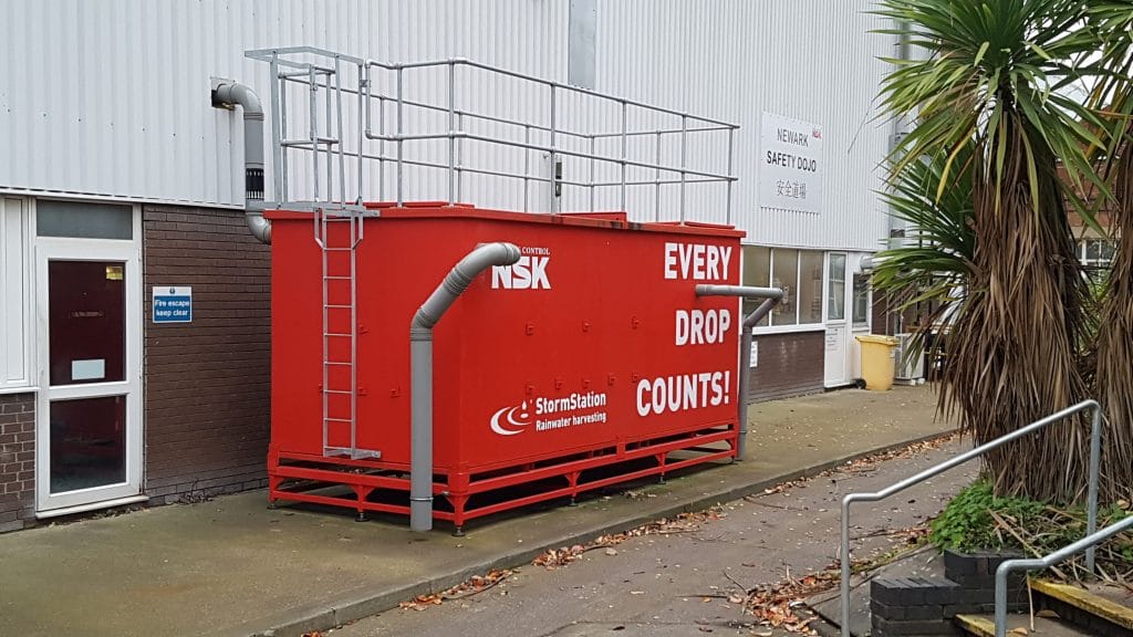 NSK:s första enhet för uppsamling av regnvatten i företagets lokaler i Newark, Storbritannien, har sparat 200 000 liter ledningsvatten under de 12 första månaderna i drift.