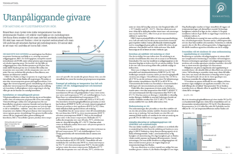 Pentronic – Artikel om mätning av fluidtemperatur i rör