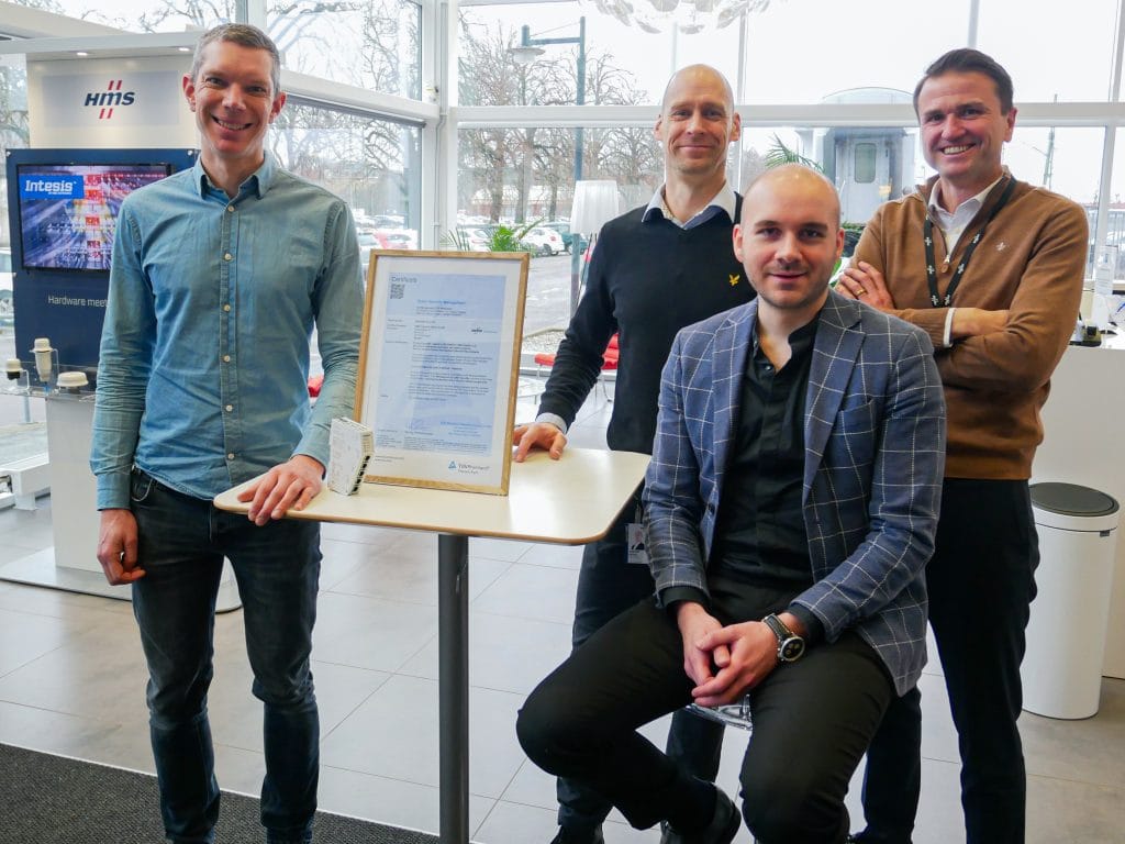 IEC 62443-4-1-certifieringen har blivit en integrerad del av Business Unit Anybus. Några nyckelpersoner som är involverade i denna process: Björn Mattson, Project Manager; Joakim Wiberg, Head of Technology; Erik Asp, Development Process Manager och Bartek S. Candell, Senior Vice President, Control Centric.