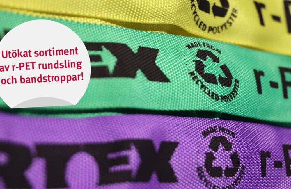 Fler varianter och nya längder av r-PET rundsling och bandstroppar
