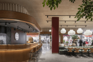 Troldtekt akustiklösningar är en del av shoppingcentrets nya design.