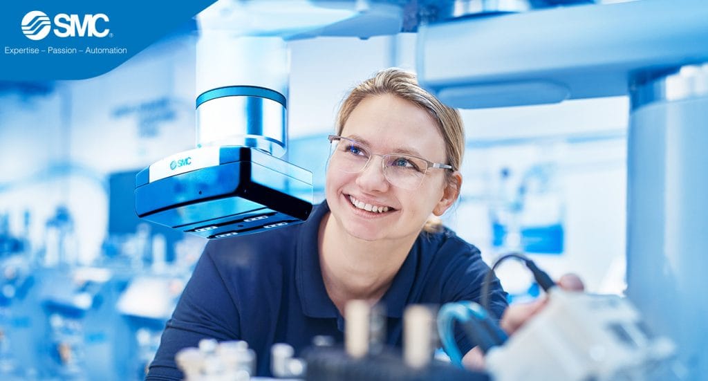 Dette billede illustrere Enkelhet i fokus med SMC:s nya elektriska gripdon för cobots