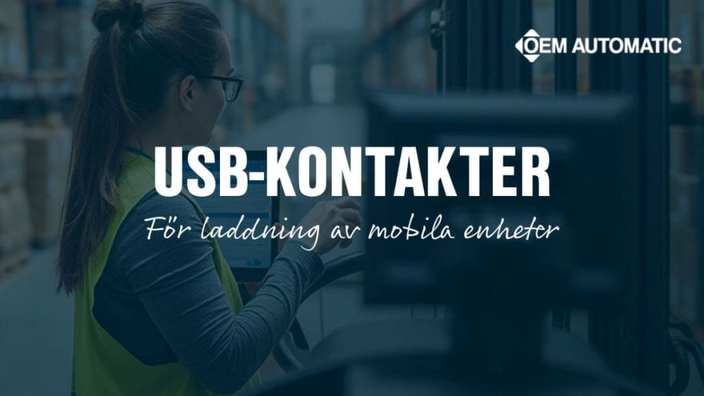 Dette billede illustrere OEM Automatic presenterar: USB-kontakter för laddning av mobila enheter i arbetsfordon