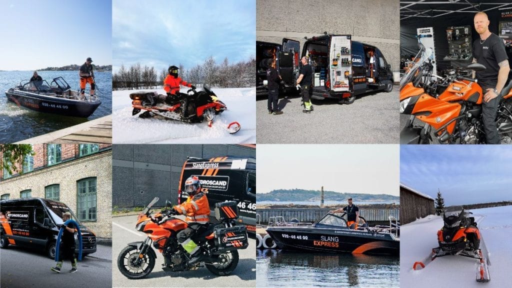 Dette billede illustrere Hydroscand SlangExpress – alltid tillgängliga med unik fordonsflotta