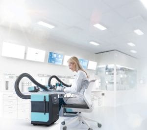 Dette billede illustrere Ren luft på arbetsplatsen med ZeroSmog Guard från Weller