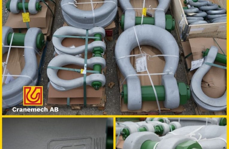 Hos Cranemech hittar du Green Pin Schacklar från 0,33T till mäktiga 400T!