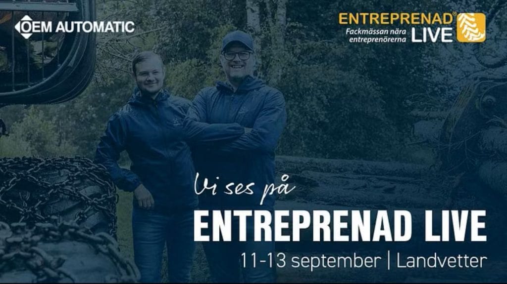 Dette billede illustrere OEM Automatic ställer ut på Entreprenad Live i Landvetter