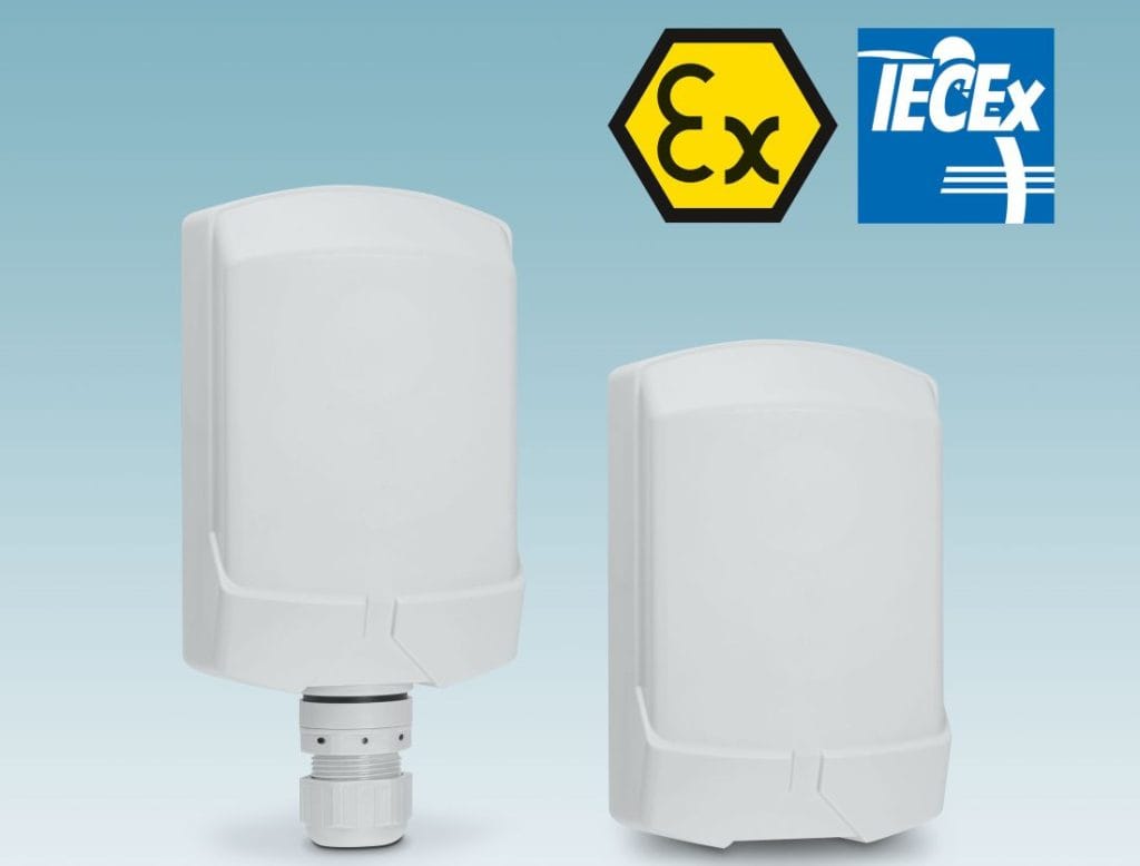 Dette billede illustrere 4G och 5G routrar för utomhusbruk och explosionsfarliga miljöer