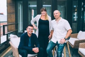 Grundare av det nya bolaget Structor Brand AB. Från vänster: Nicolas Albornoz, Frida Berg och Lars Lindholm. Foto: Structor