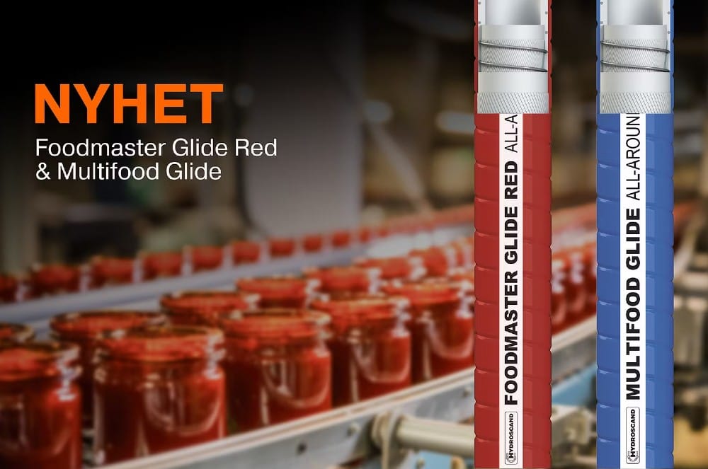 Hydroscand lanserar två nya livsmedelsslangar – Foodmaster Glide Red och Multifood Glide