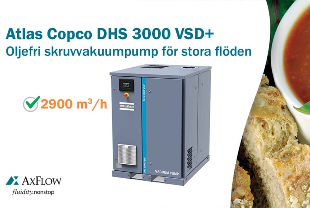 AxFlow - Atlas Copco DHS 3000 VSD+ - Oljefri skruvvakuumpump för stora flöden!