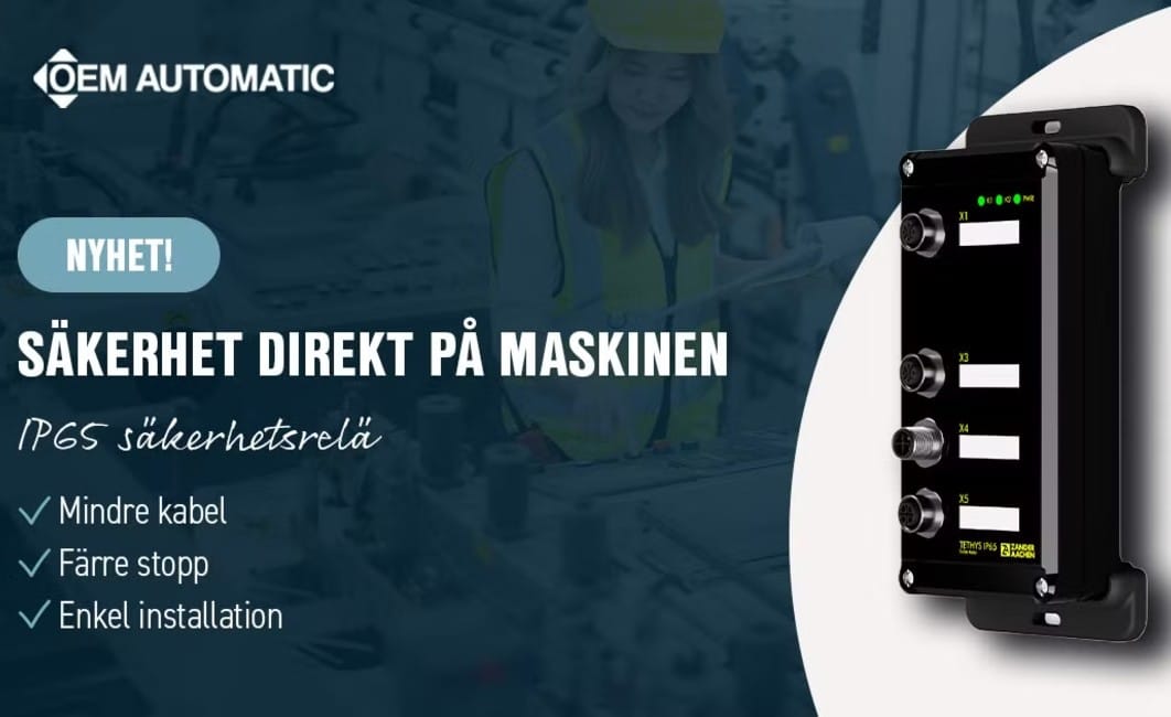 Säkerhetsrelä för decentraliserad installation direkt på maskinen