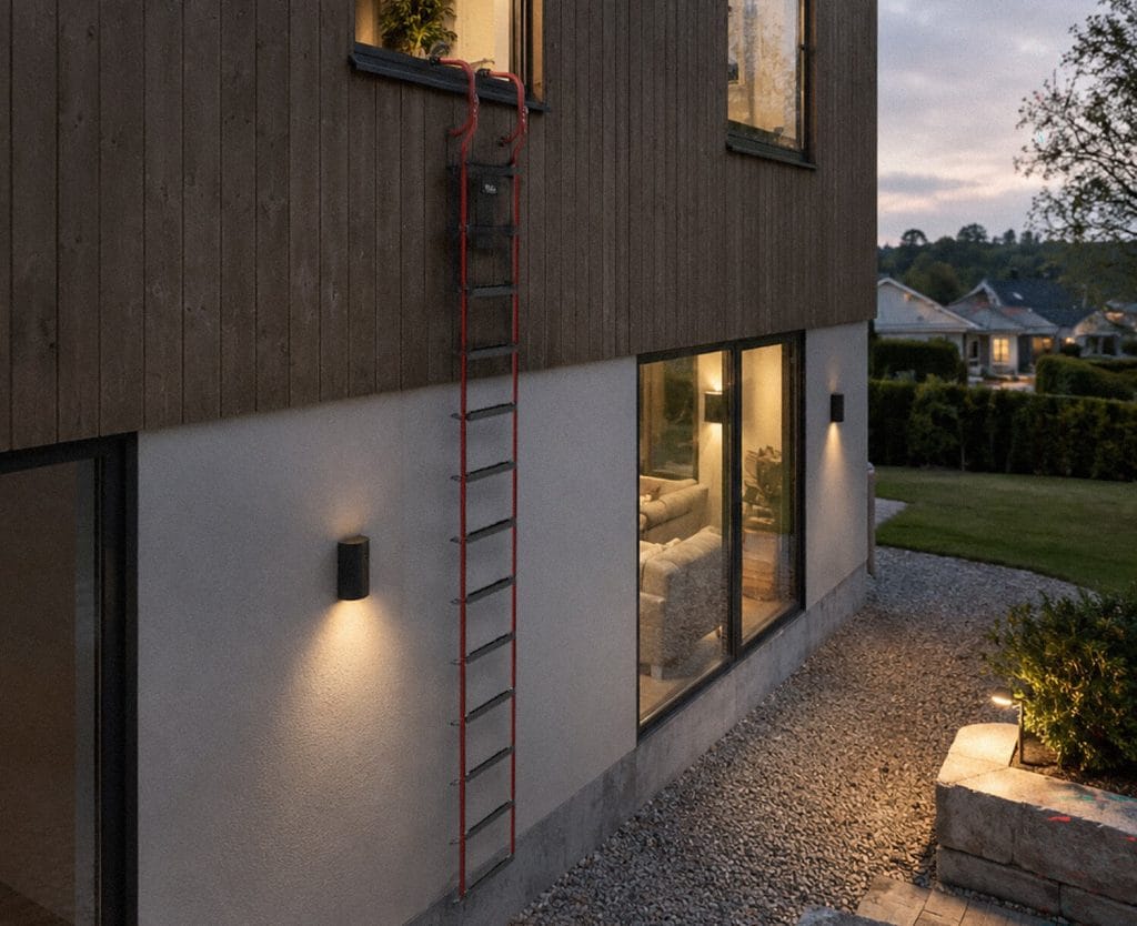 Dette billede illustrere Housegard lanserar ny och förbättrad brandstege